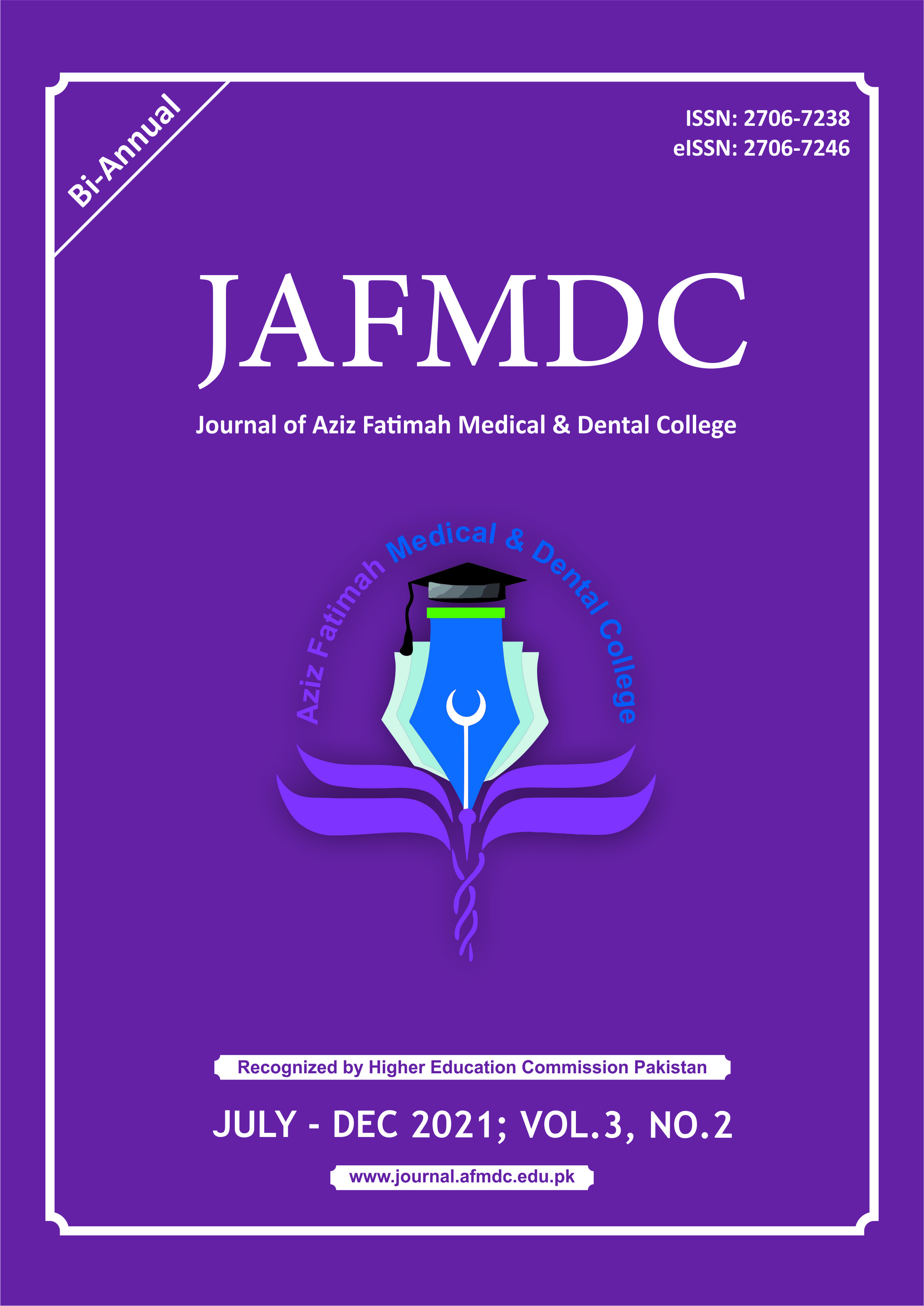					View Vol. 3 No. 2 (2021): Journal of Aziz Fatimah Medical and Dental College
				