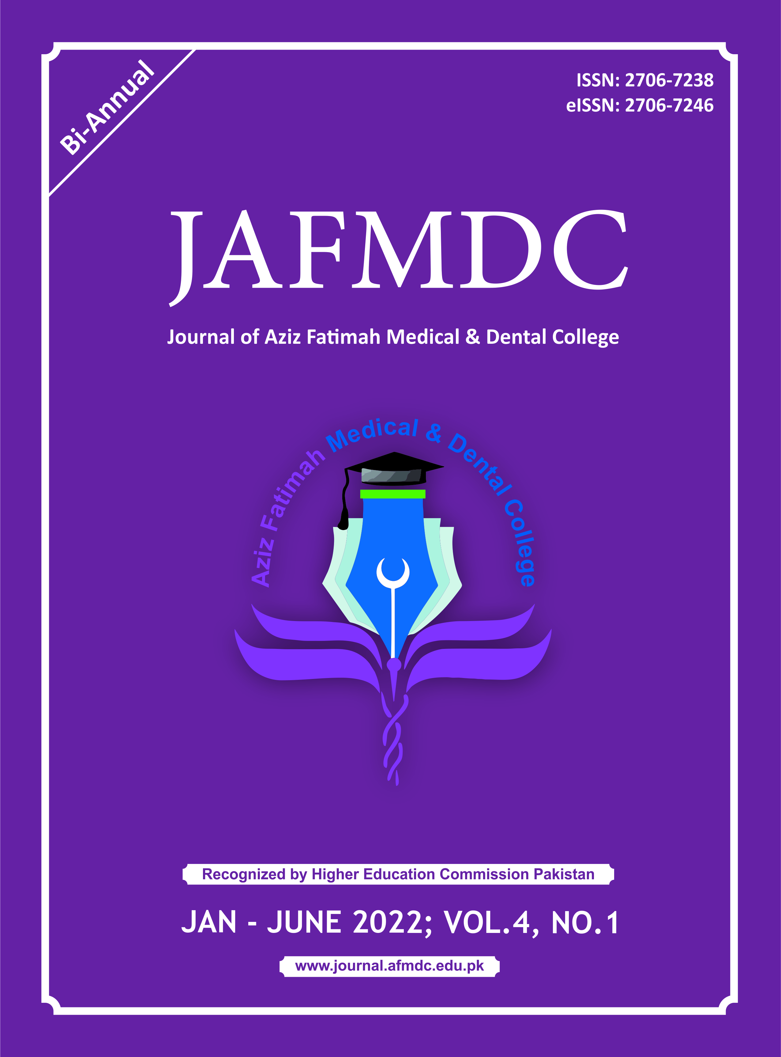 					View Vol. 4 No. 1 (2022): Journal of Aziz Fatimah Medical and Dental College
				