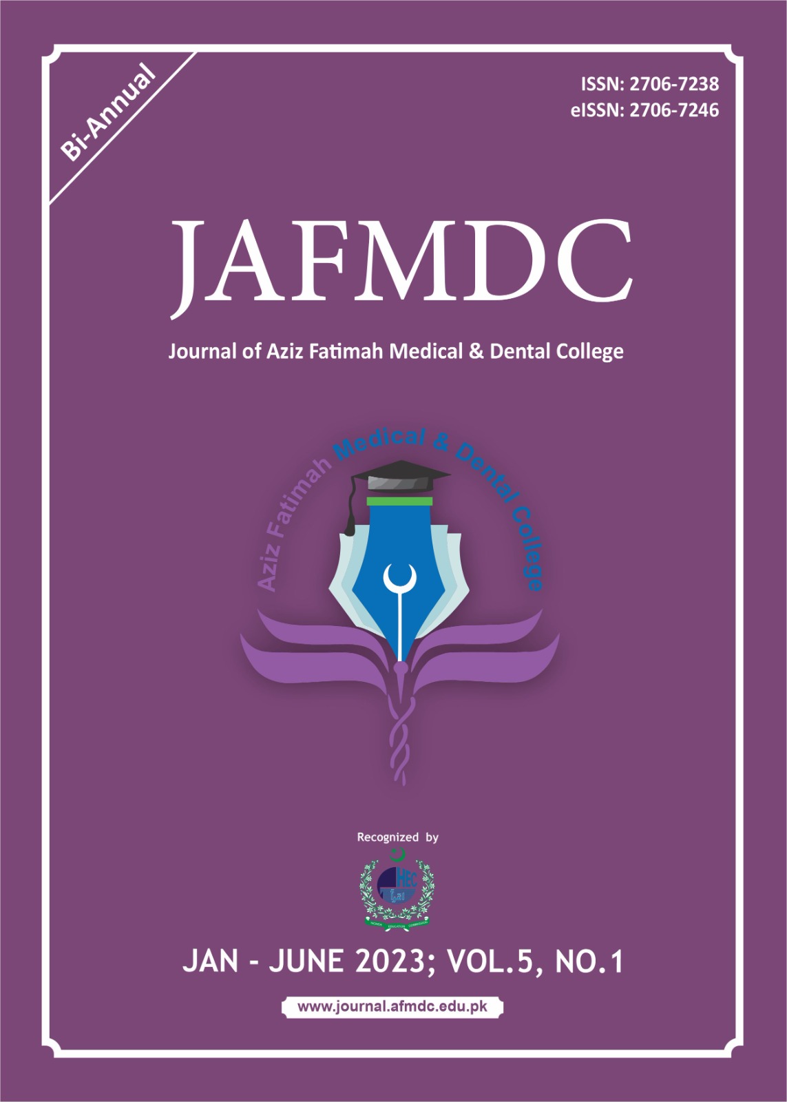 					View Vol. 5 No. 1 (2023): Journal of Aziz Fatimah Medical and Dental College
				