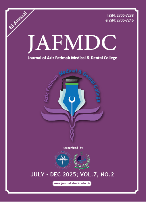 					View Vol. 7 No. 2 (2025): Journal of Aziz Fatimah Medical and Dental College 
				