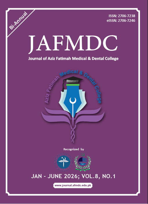 					View Vol. 8 No. 1 (2026): Journal of Aziz Fatimah Medical and Dental College 
				